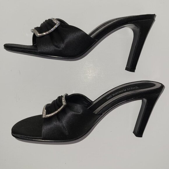 Enzo Angiolini Eamoria Black Fabric Heeled Slide w/Rhinestones Womens Shoes SZ 6 - Picture 8 of 10
